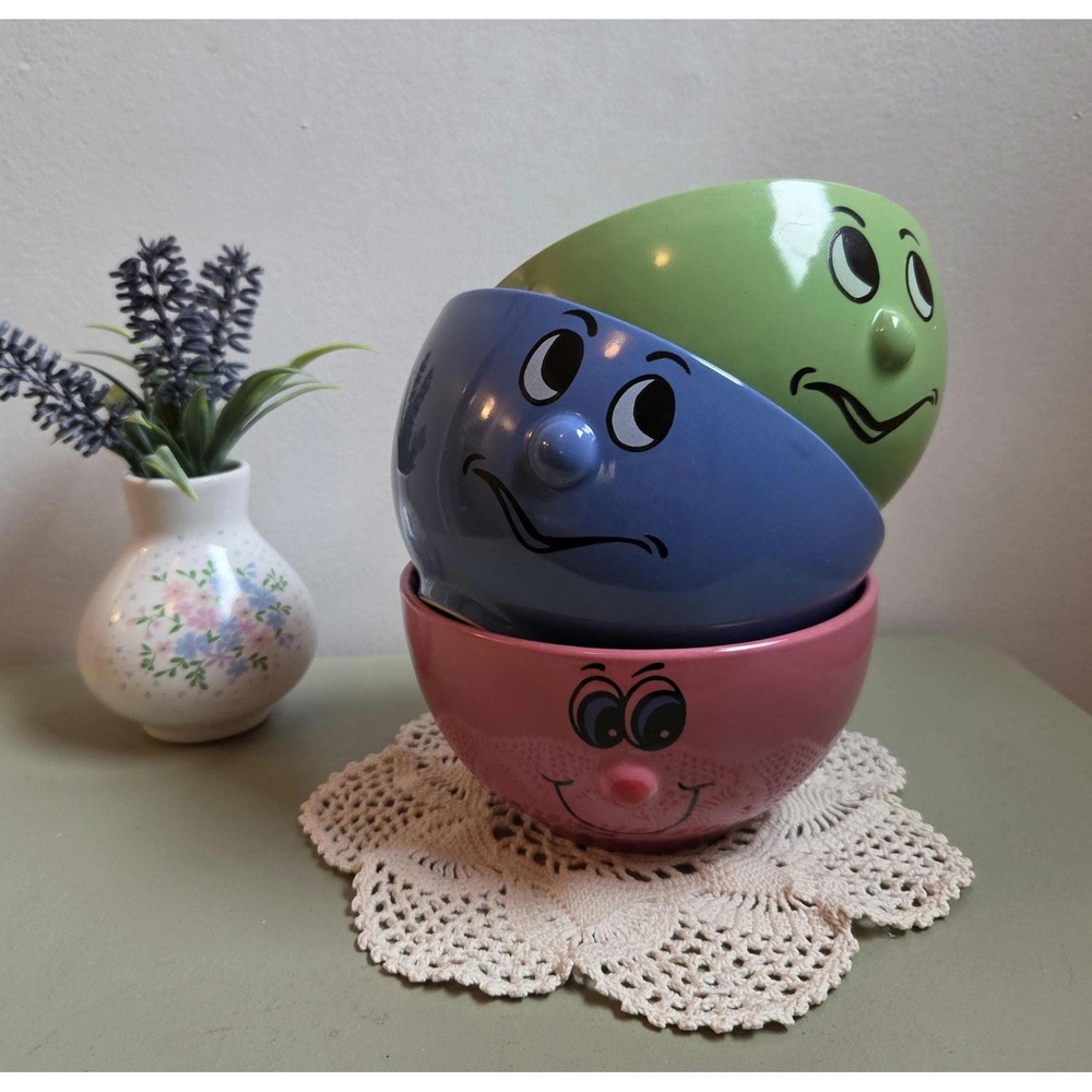 Gryphonware Funny Face Bowls Set of 3 – Anthropomorphic Ceramic Bowls
